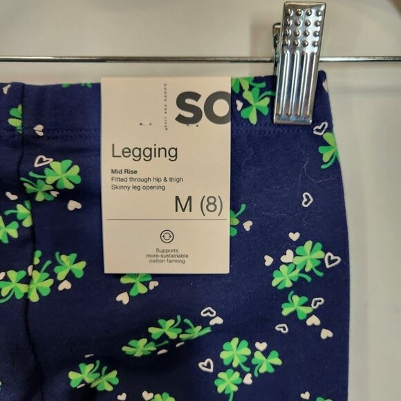 SO Girl's Navy Blue Clover Leggings - Size M (8) - Picture 4 of 6